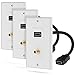 Fosmon HDMI Coaxial Wall Plate 4K, 1-Port 4K HDMI Cable Cord with Ethernet + 1 Port F Connector Coax Keystone for HDTV, Home Theater, DVD, Xbox, PS3/PS4, Nintendo Switch - 3 Pack