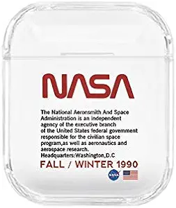 C CASESOPHY Hard Plastic Transparent Clear NASA Case for Apple Airpods 1 2 Wireless Earbuds Outer Space Luxury Designer High Fashion Tech Hot Brand Unique Cool Fun Gift Boys Son Kids Men