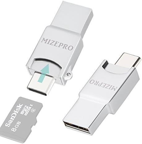 USB Type C 3.0 Portable Card Reader to Micro SD Reader Flash Memory Card Reader USB 2.0 for New MacBook pro, Google Chromebook Pixel, Fire HD 8 tablet & cell Phones (Zinc Alloy Gray)