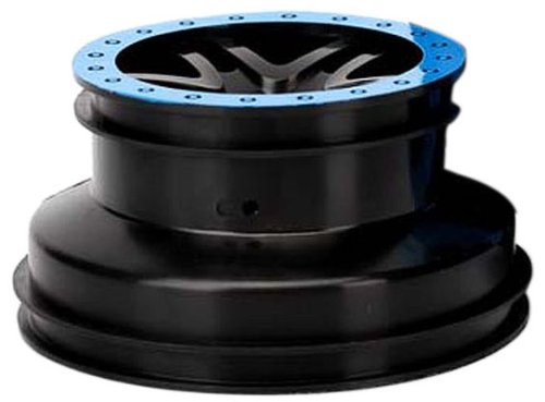 Traxxas 5884A SCT Split-Spoke Black Wheels, Blue Beadlock-Style (pair)