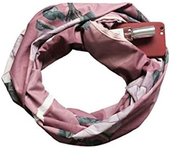 VPASS Women Convertible Infinity Scarf Scarf with Secret Hidden Zipper Pocket Print Winter Warm Cashmere Wool Loop Shawl Travel Scarves