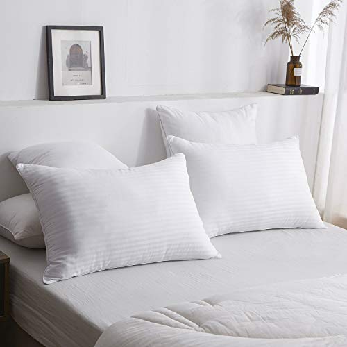 JUSPURBET Hotel Bed Pillow for Side Sleepers and Back Sleepers (2 Pack) - Luxury Plush Gel Best Pillow for Home,100% Cotton Cover - Queen Size - Thumbnail 4