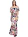 VintageRose Elegant Flowers Off Shoulder Ruffle Plain Bodycon Long Party Maxi Dress
