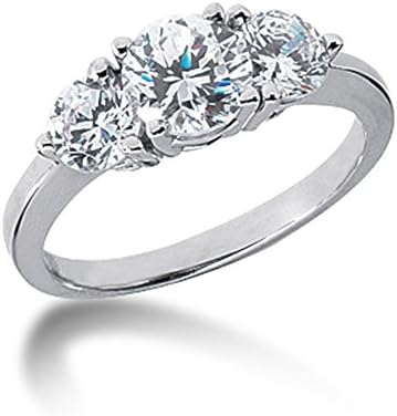 2 Ct Diamond Engagement Ring Round prong Three Stone 14k White Gold