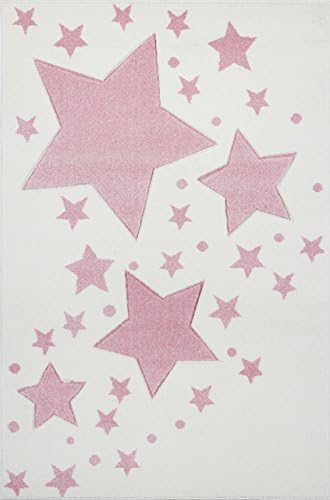 Kids Rug with Stars in cream pink 100 x 150 cm