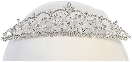 Angels Garment Girls Silver Tone Crystal Scalloped Edge Tiara Headpiece