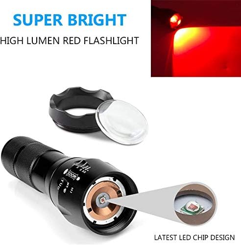 LUXJUMPER Red LED Hunting Torch, 350 Yards Single Mode Long Range Predator Light Tactical Torches Zoomable with Scope Mount - Image 4