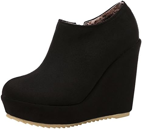 Artfaerie Women's Platform Wedge High Heel Nubuck Leather Ankle Boots with Zip Classic Shoes