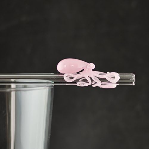 Octopus Glass Straw in Clear &amp; Pink Cadillac, #624