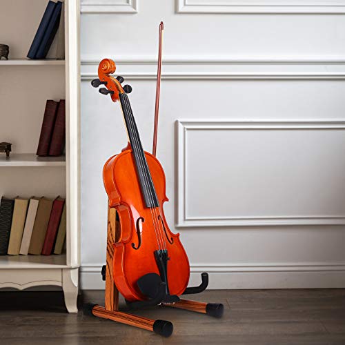 Wood Ukulele Stand, Compact Violin Stand with Bow Holder, Foldable