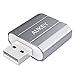AUKEY USB Audio Adapter, Aluminum External Stereo Sound Card with 3.5mm Headphone and Microphone Jacks for Laptops and Desktop Computers (Grey)