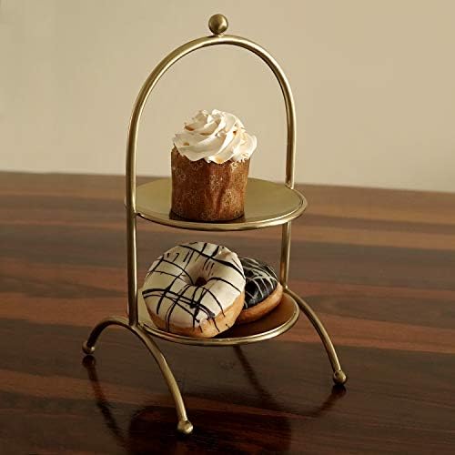 MODERNETA Two Tier Cupcake Stand/Serving Platter/Gold Platted