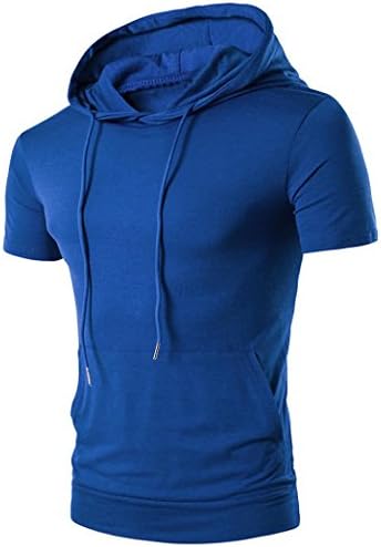 Quistal Mens Hoodie Shirt Short Sleeve Pullover Hoodie Sweatshirt Casual Running T-Shirt Blouse