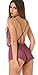The Victory of Cupid Eyelash Lace Deep V-neck America Back Sexy Lingerie Piece Pajamas, Violet, Small/Medium