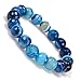 Antiquity Sian Art 3/8'' Agate Multicoloured Bead Stretch Charm Jewelry Bracelet Bangle (Blue) 7