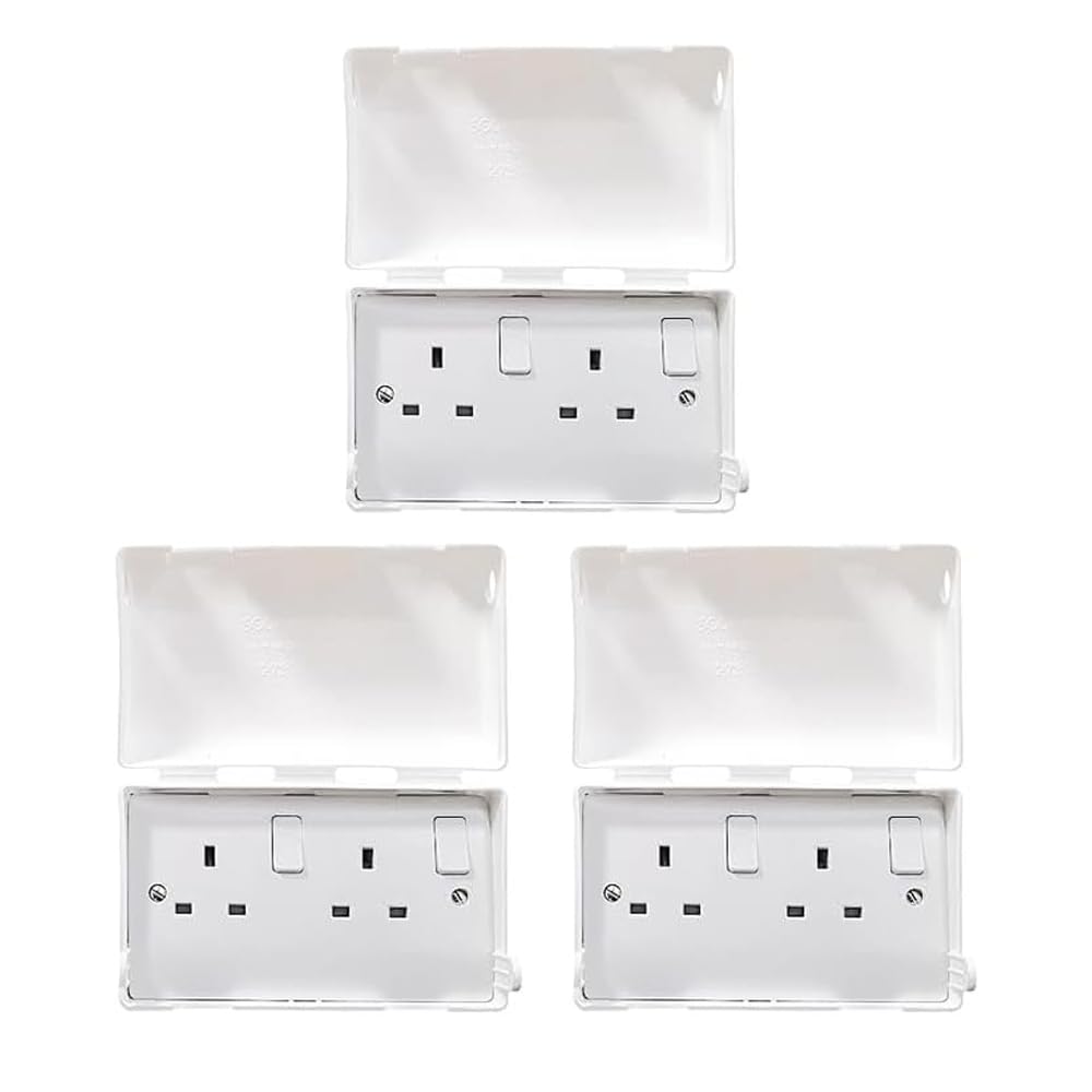 BabySecurity Electric Plug Socket Cover (3 Pack, Double) Prevents Tampering Accidents, Ideal for Home, School and Nurseries - White UK 3 Pin Plug