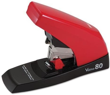 Max HD11UFL Vaimo 80 Heavy-Duty Flat-Clinch Stapler, 80-Sheet Capacity, Red/Brown
