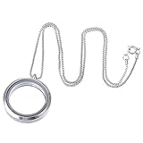 Living Memory Floating Charm Round Glass Locket Silver Pendant and Necklaces 20