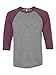 Bella + Canvas Unisex 3/4-Sleeve Baseball T-Shirt S GRY/ MAROON TRB