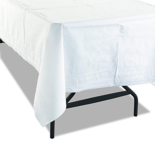 White Paper Table Cloths for Parties | 4 Disposable Tablecloths - Party Supplies | Premium Classic 3-Ply Tissue and Poly Rectangle Party Table Covers | 54" X 108" Party Table Cloths Disposable