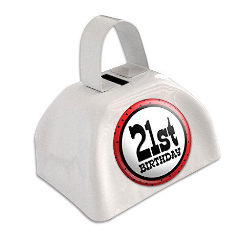 21st Twenty-First Birthday Red Black Polka Dots White Cowbell Cow Bell
