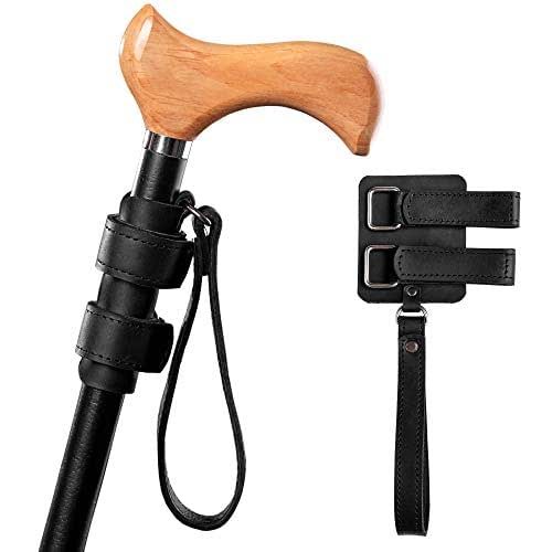 Universal Walking Stick Wrist Strap Leather Black