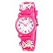 Venhoo Kids Watches 3D Cute Cartoon Waterproof Silicone Children Toddler Wrist Watch Time Teacher Birthday Unicorn Gift for 3 4 5 6 7 8 9 10 Year Girls Little Child-Rose Red