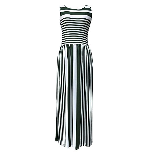 GOVOW Women's Sleeveless Striped Loose Plain Maxi Dresses Casual Long Boho Dresses(S,ZZ-Green)