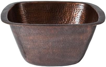 The Copper Factory CF155AN Solid Hand Hammered Copper 13-Inch by 13-Inch Medium Square Bar/Prep Sink, Antique Copper