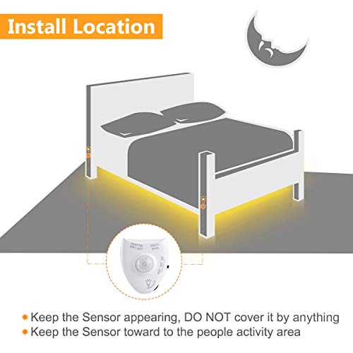 WILLED Under Bed Light, Dimmable Motion Activated Bed Light 5ft LED