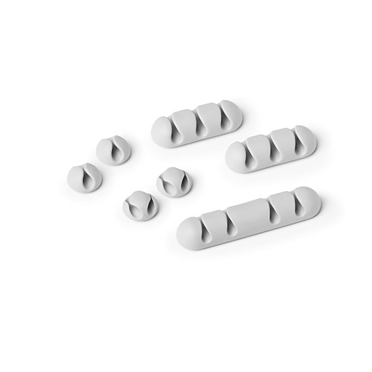 Durable CAVOLINE Cable Management Cable Clips | Pack of 7 Assorted Grey Self-Adhesive Clips | Perfect for Quick and Easy Wire Management | Great for Holding USB Charging Cables, etc.