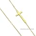 ELBLUVF Stainless Steel Yellow Gold Rose Gold Silver Plated Sideways Cross Necklace