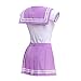 Littleforbig Adult Baby Onesie Diaper Lover (ABDL) Button Crotch Romper Onesie Pajamas - Cosplay Magical Onesie Skirt Set Purple L