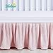 Pink Crib Skirt Pleated with White Lovely Pompoms, Bedding Dust Ruffle for Girls, 14