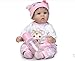 Dirance 16 Inch Lifelike Reborn Toddlers Doll Open Eyes Soft Silicone Vinyl Full Body Realistic Pink Girl Doll Realife Newborn Baby Doll Outfits, Kids Gift for Ages 3+,Under 50 Dollars (Pink)