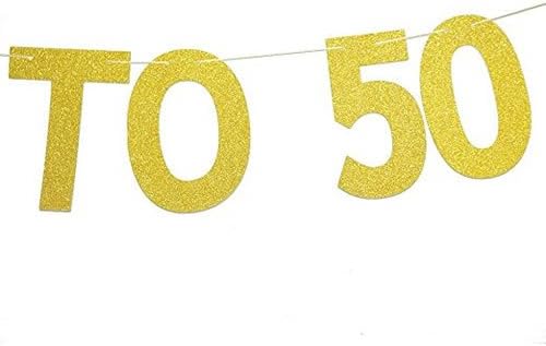 Veewon Cheers to 50 Years Banner Gold Glitter Letters Bunting Garlands 50th Birthday Anniversary Party Photo Prop Decor - Image 4