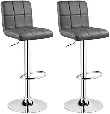 Zplyer Taburete De Bar Silla De Adecuado Para La Cocina Familiar Bar Restaurante Cafe Juego De 2 Taburetes De Bar De Imitacion De Cuero Marron Asiento Elevador De Gas Ajustar Gris Amazon Es Hogar