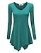 Lock and Love WT960 Womens V Neck Long Sleeve Tunic Top With Asymmetrical Hem L Jade