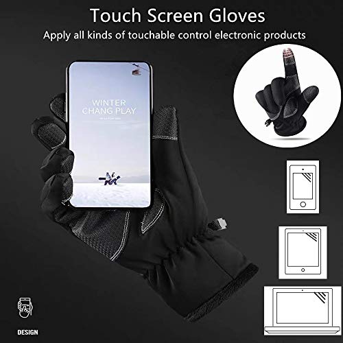 Winter Warm Gloves Touch Screen Driving Gloves Water Resistant Windproof Cold Weather Sports Gloves for Running Cycling Outdoor Hiking Skiing Best Gifts for Men and Women+3 Mouth Masks (L, Black)