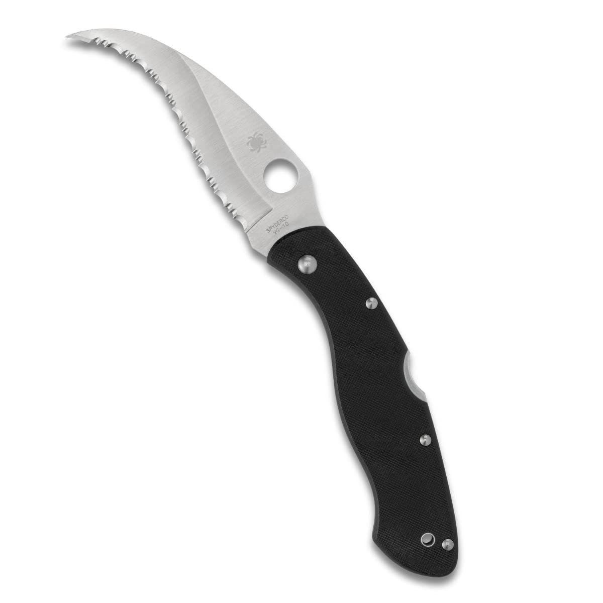 Spyderco Civilian Signature Cuchillo plegable con hoja S inversa de acero VG-10 de 4.09 y mango G-10 duradero negro - SpyderEdge - Hoja S inversa de acero VG-10 y bloqueo trasero - C12GS