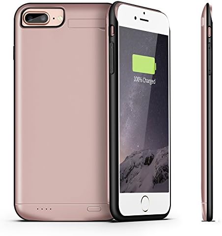 iPhone 7 Plus/6s Plus/6 Plus Battery Case,Kattiettery Ultra Slim Portable Charger iPhone 7 Plus/6s Plus/6Plus Charging Case 4800mAh Extended Battery Pack Power Cases Juice Bank Cover-Rose Gold(5.5)