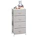 mDesign Tall Dresser Storage Tower Stand with 4 Removable Fabric Drawers - Steel Frame, Wood Top Organizer for Baby, Kid, and Teen Bedroom, Nursery, Playroom, or Dorm, Spira Collection, Taupe/Natural