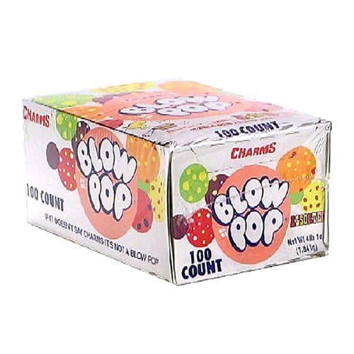 CHARMS BLOW POP LOLLIPOPS – INDIVIDUALLY WRAPPED DUAL CANDY AND GUM SUCKERS – PEANUT FREE, GLUTEN FREE – BULK TREAT FOR KIDS AND ADULTS – ASSORTED FLAVORS, 100 COUNT (4 LB 1 OZ.)