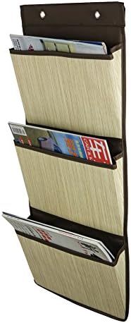 Wall Magazine Rack Storage Bag Organizer Level 3 Storage Gadgets For Home/ Bathroom/ Office 68.5 × 29CM (natural wood lines)
