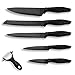 Berglander Black Coating Stainless Steel Knife Set, Chef Knife, Carving Knife, Bread Knife, Utility Knife, Paring Knife Gift Box Pack of 6