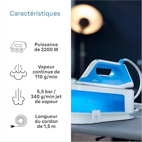 CareStyle 1 - Centrale Vapeur Compacte avec Double Steam, Semelle Super Ceramic FreeGlide 3D, Réservoir 1,5L, Repassage Rapide et Sûr, Bleu (IS1012BL)