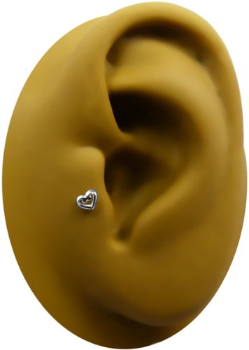 Open Heart Lip Ring Earring BioPlastic Labret Stud 16g-14g Tragus - Main Image