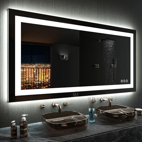 LOAAO 50"x30" LED Bathroom Mirror Lights Anti-fog