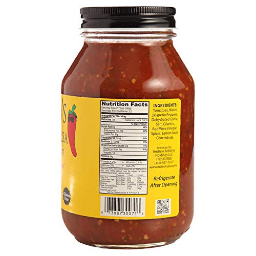Mateo's Gourmet Salsa Medium Spice - 2 Large 32oz Jars | Authentic Flavor & Balanced Heat