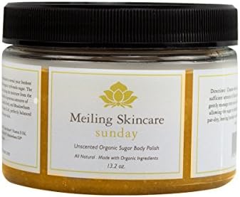 Sunday Organic Body Scrub w Unscented Organic Turbinado Sugar Shea Butter, Rosehip, Jojoba, Camellia Seed, and Meadowfoam oil